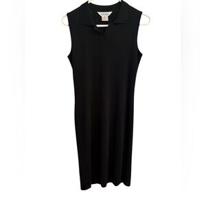 Dress - MISOOK - Fine Stretch Knit Straight Black Dress with collar. Size XS